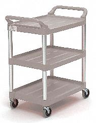 DUAL-HANDLE UTILITY CART WITH LIPPED PLASTIC SHELVES