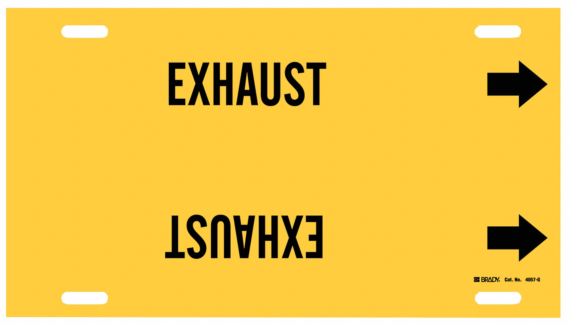 Pipe Marker: Exhaust, Yellow, Black, Fits 8 to 9 7/8 in Pipe O.D., 1 Pipe Markers, With Arrows
