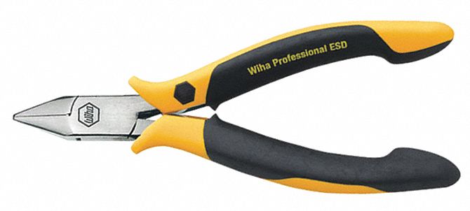 PRECISION DIAGONAL CUTTING PLIER, SEMIFLUSH, STRAIGHT, 1/2 IN JAW L, 3/8 IN JAW W