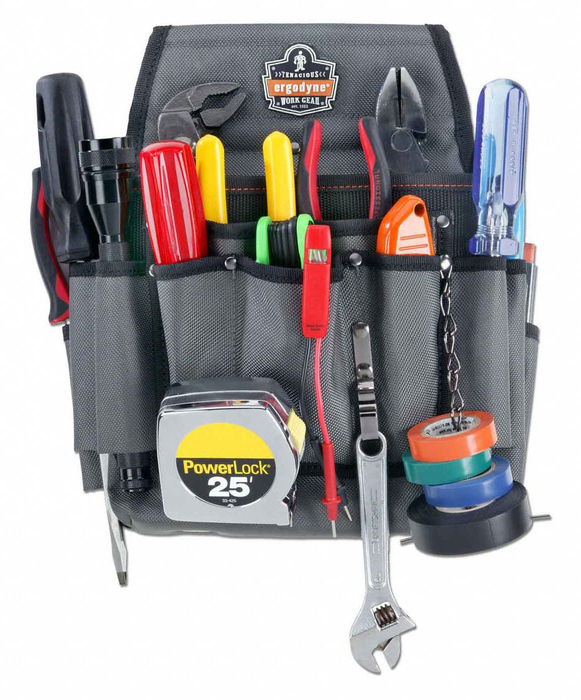 ERGODYNE Gray, Tool Pouch, Ballistic Nylon, For Maximum Belt Width 3 1/