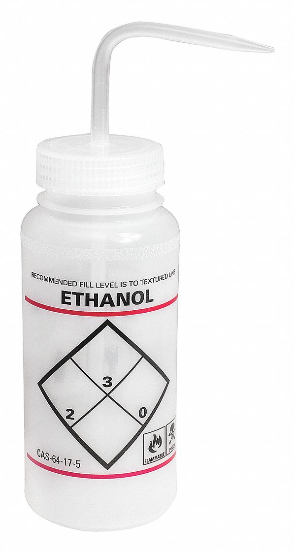 Wash Bottle Std 16 oz Ethanol Wht PK6