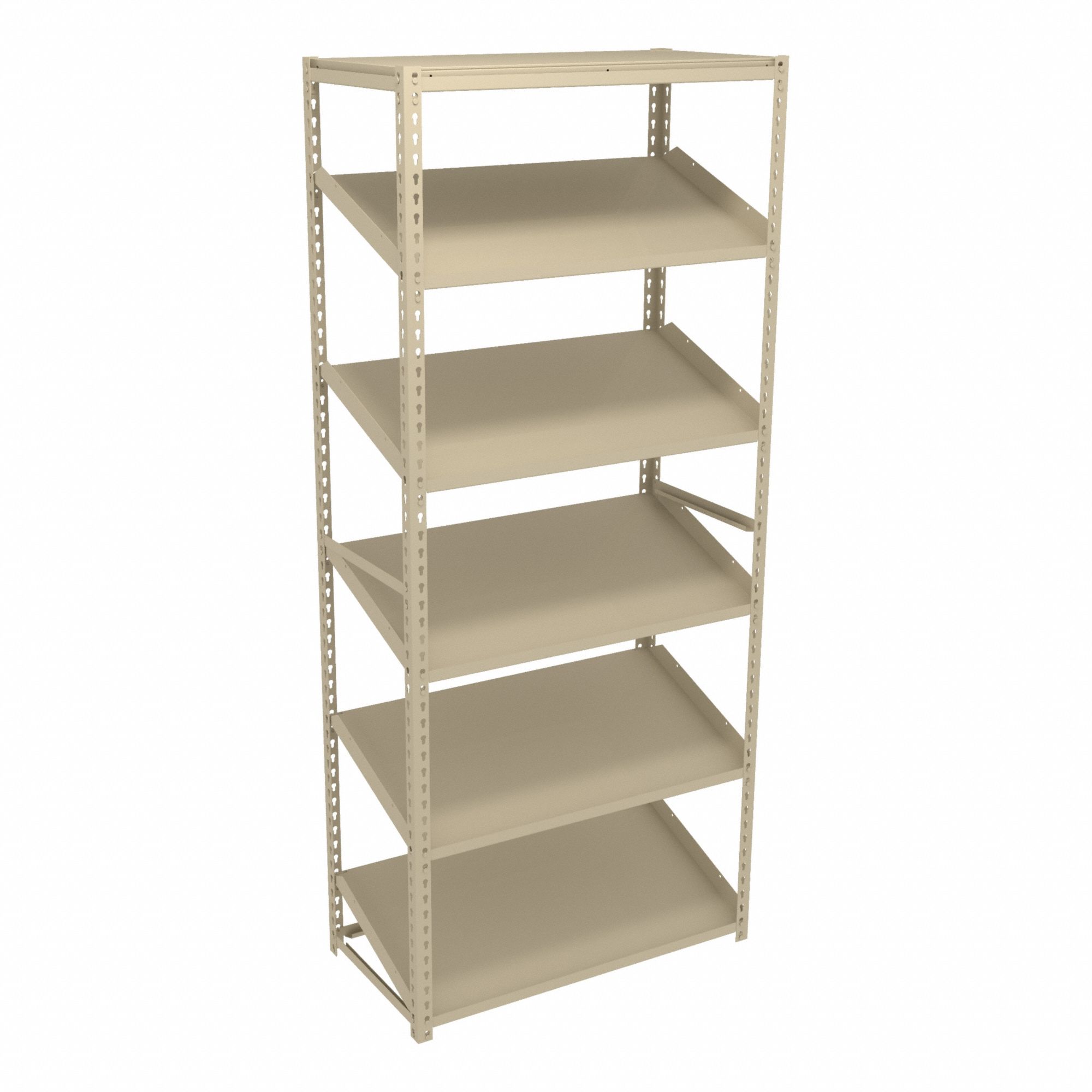 Boltless Shelving: Starter, Heavy-Duty, 36 in x 18 in, 84 in Overall Ht, 5 Shelves, Steel