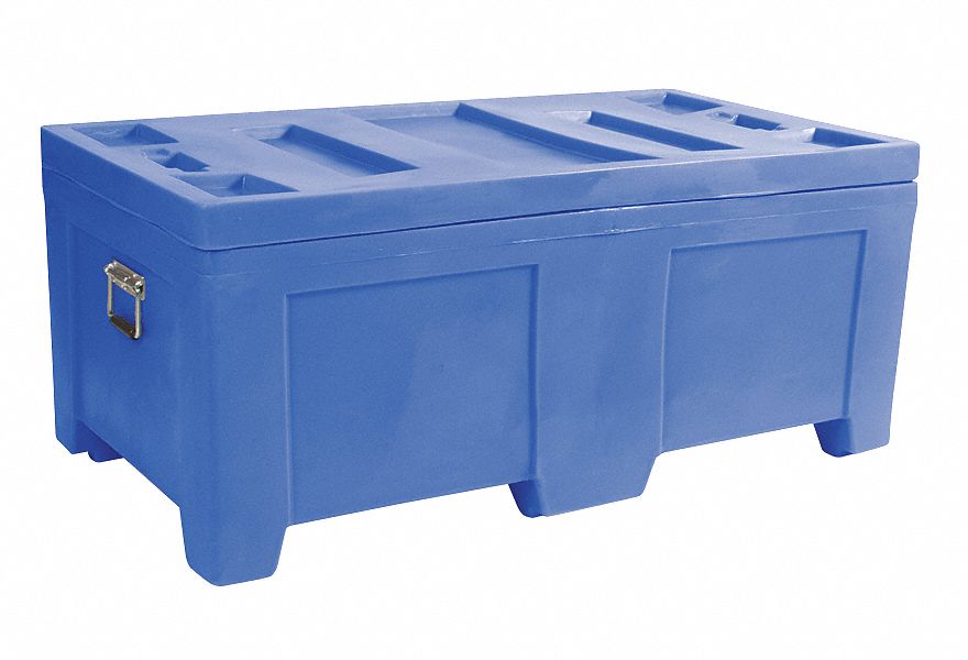 Bulk Container: 16.5 cu ft, 55 in x 30 in x 24 in, Lid Included, 2-Way Entry, Blue