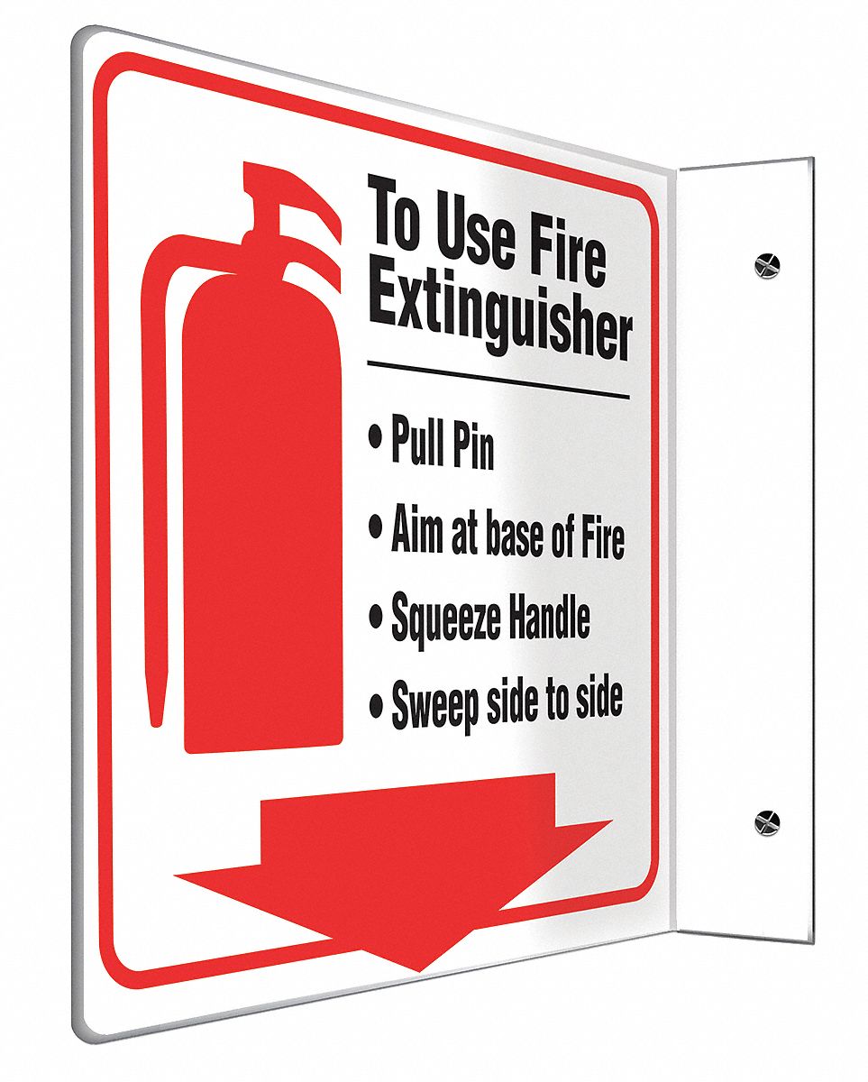 Fire Extinguisher Sign,8 x 8In,PS,ENG