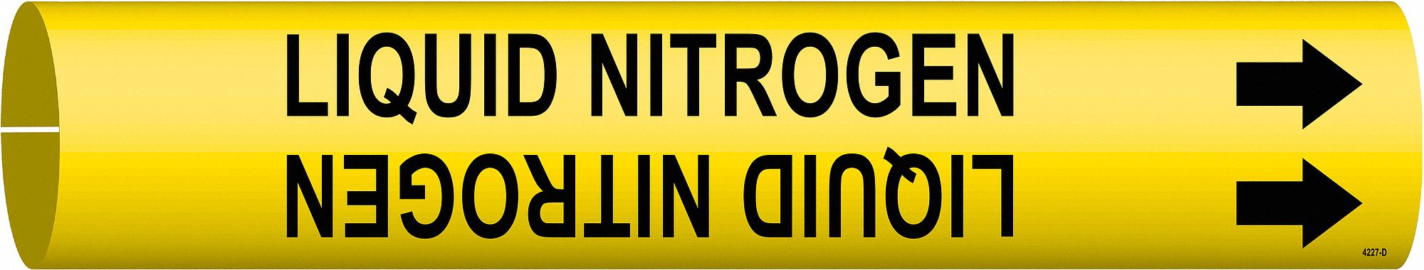 Pipe Marker: Liquid Nitrogen, Yellow, Black, Fits 4 to 6 in Pipe O.D., 1 Pipe Markers, With Arrows