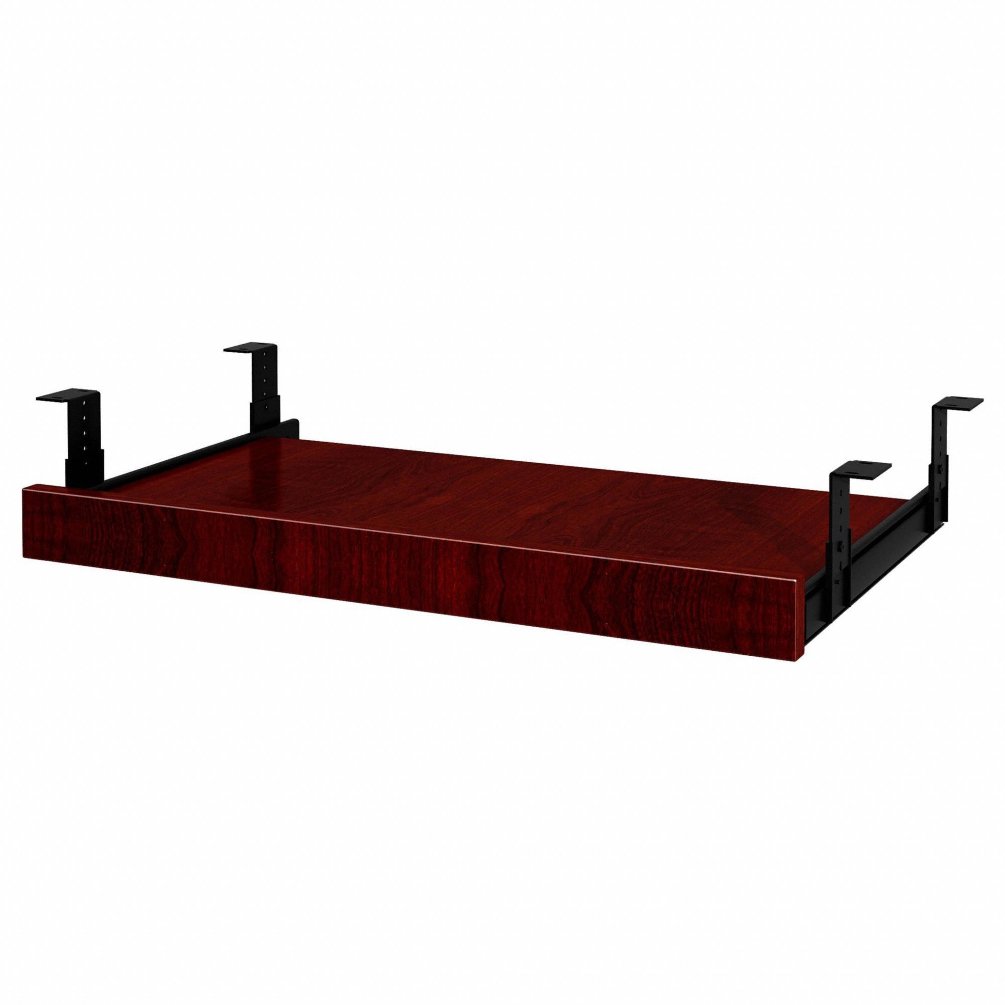 Keyboard Tray: Wood, Mahogany, 1 1/4 in Overall Ht, 14 1/2 in Overall Wd, 23 1/2 in Overall Dp