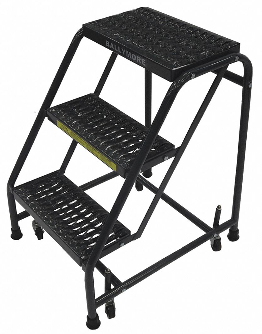 STEP STOOL, 2.4 FT OVERALL H, 450 LB LOAD CAPACITY, 3 STEPS, STEEL, 2.4 FT STANDING H