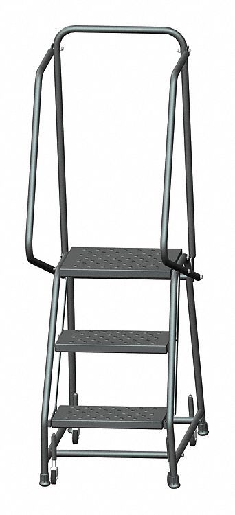 ROLLING LADDER, 2.4 FT PLATFORM H, UNASSEMBLED, STEEL, W-ACTUATED, PERFORATED