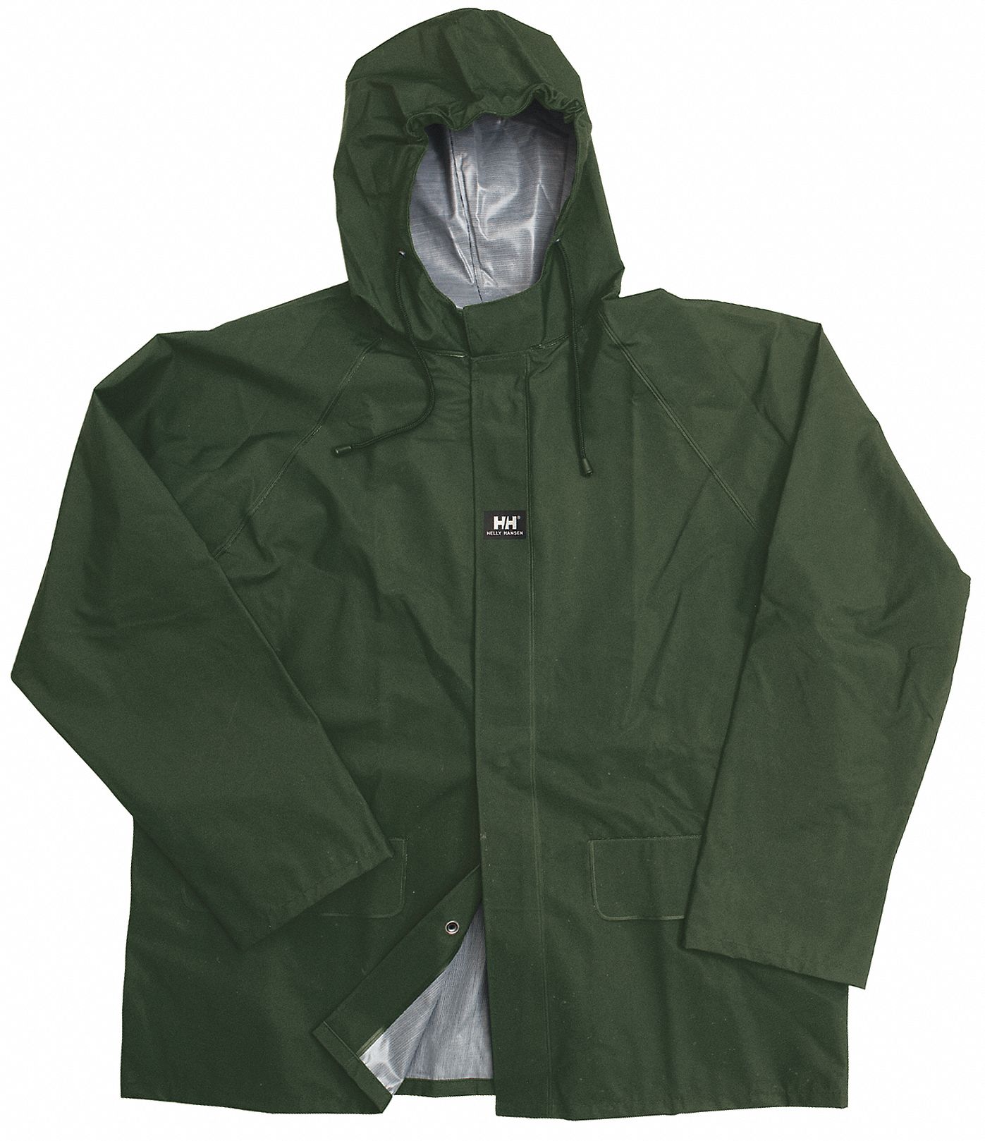 HELLY HANSEN Green, Rain Jacket with Hood, 3XL, PVC, Men's - 8TNP0 ...