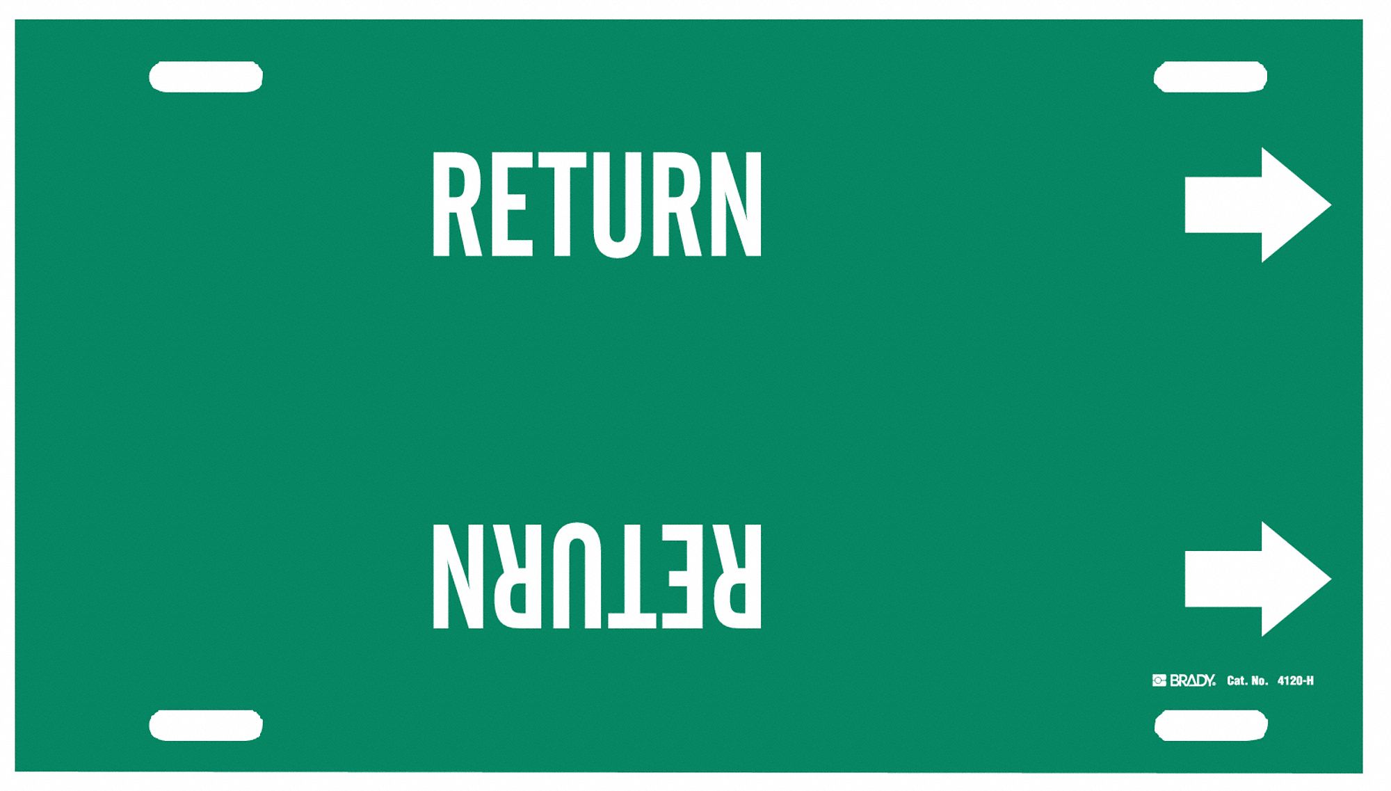 Pipe Marker: Return, Green, White, Fits 10 to 15 in Pipe O.D., 1 Pipe Markers, With Arrows