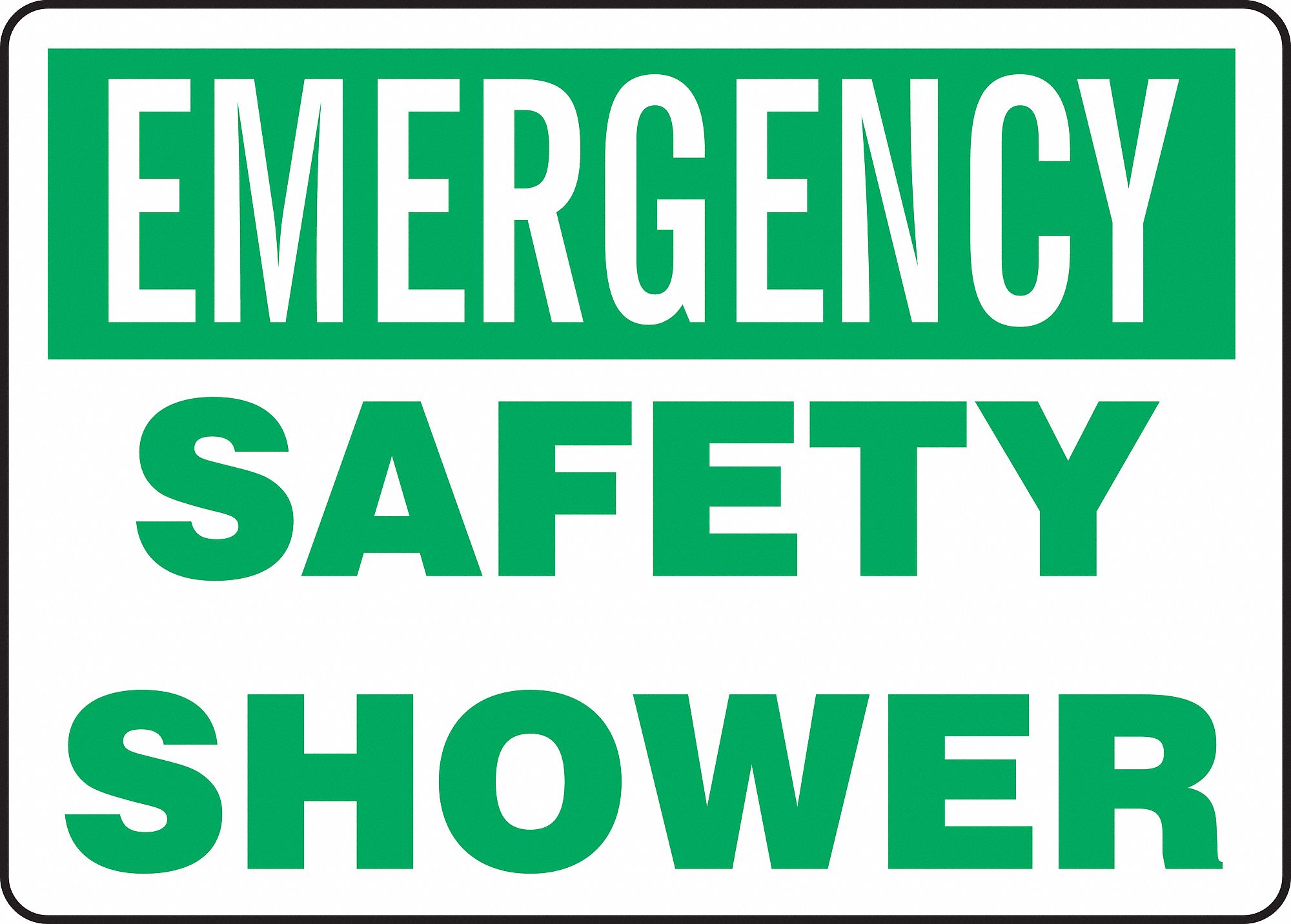 Safety Shower Sign,10 x 14In,GRN/WHT,AL