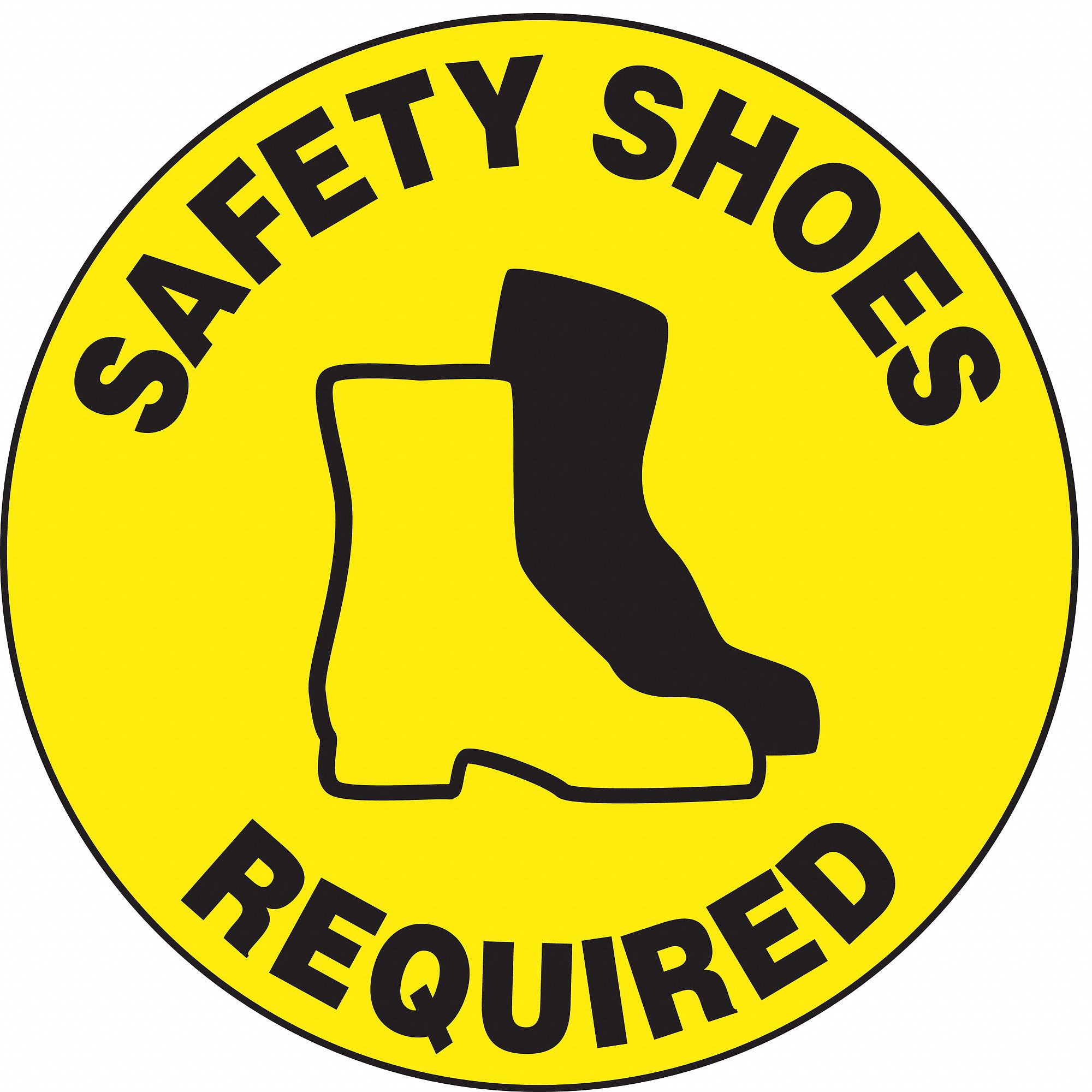 Slip-Gard Round Floor Sign, Safety Shoes Required, Header No Header ...