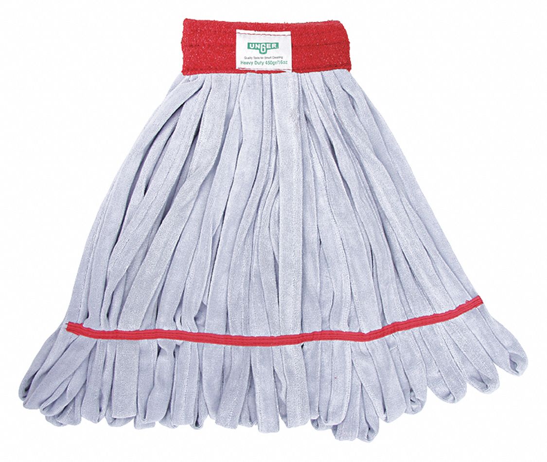 WET MOP, TUBE MOP, CLAMP-ON CONNECTION, LAUNDERABLE, 16 OZ DRY WEIGHT, MICROFIBRE, GREY/RED