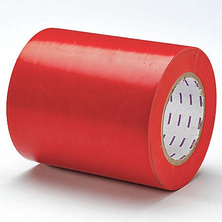 Floor Marking Tape: Gen Purpose, Solid, Red, 6 in x 180 ft, 5 mil Tape Thick, Approved Vendor