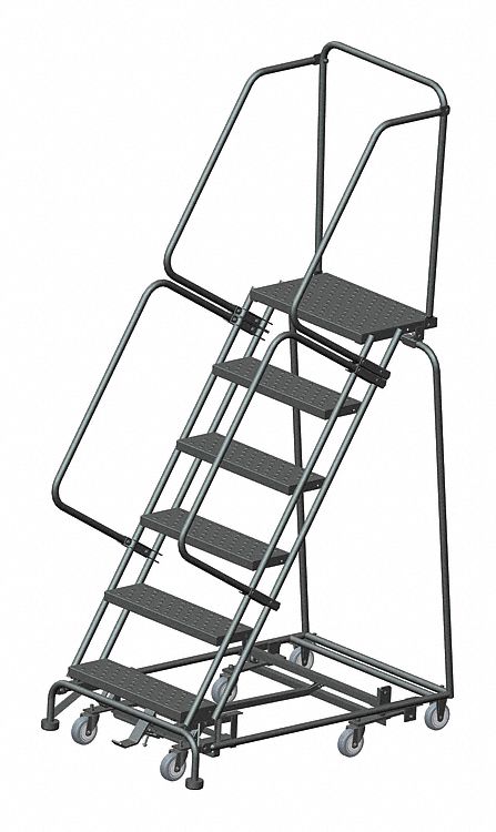 ROLLING LADDER, 5 FT PLATFORM H, UNASSEMBLED, STEEL, W-ACTUATED STEP LOCK, PERFORATED, 8½ FT OVERALL HEIGHT