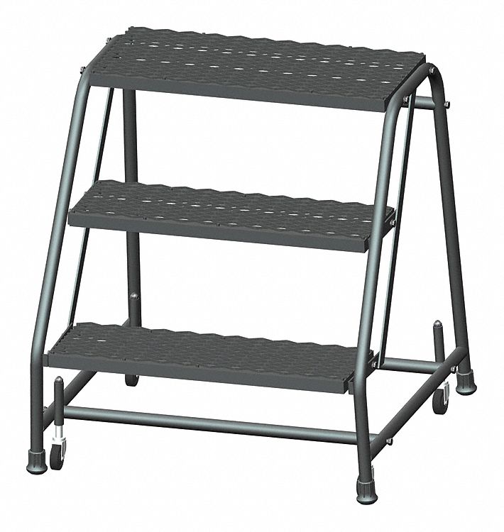 STEP STOOL, 2.4 FT OVERALL H, 450 LB LOAD CAPACITY, 3 STEPS, STEEL, 2.4 FT STANDING H