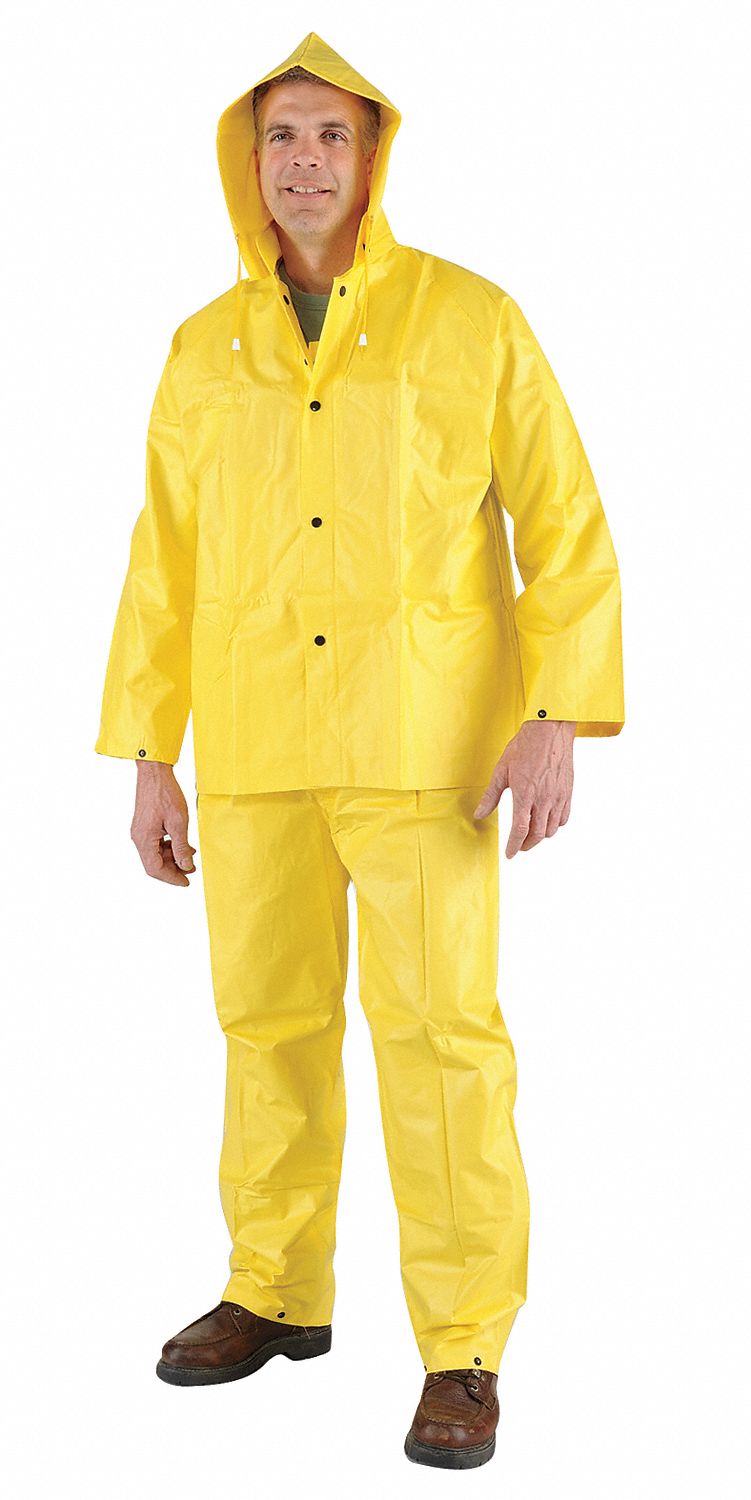 MCR SAFETY 3-Piece Rain Suit with Jacket/Bib Overall, ANSI Class ...