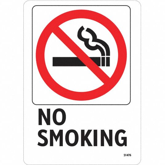 ELECTROMARK No Smoking Sign, 7 x 5In, R and BK/WHT, ENG - 9EYG2|S1476L5 ...