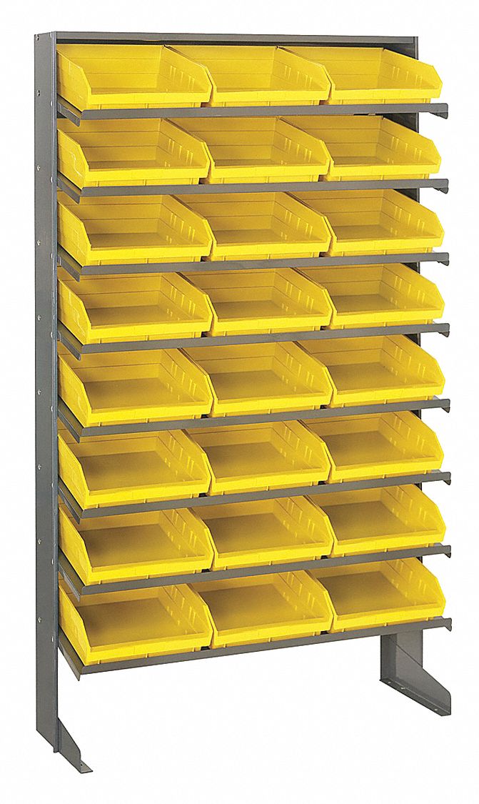 Pick Rack: 36 in x 12 in x 60 in, 1 Sided, 24 Bins, Open, Shelf Bin, Yellow