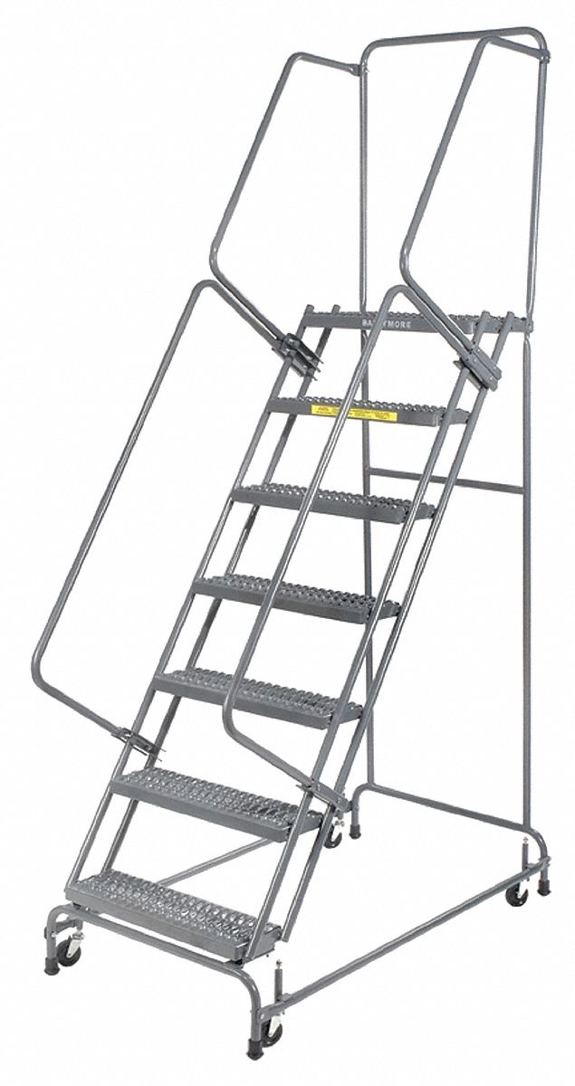 7-Step Rolling Ladder, Serrated Step Tread, 103 in Overall Height, 450 ...