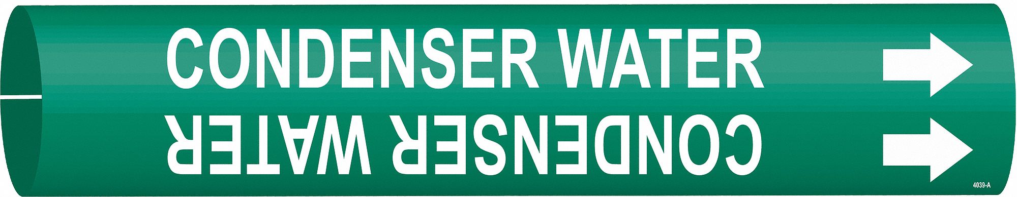 Pipe Marker: Condenser Water, Green, White, Fits 3/4 to 1 3/8 in Pipe O.D., 1 Pipe Markers