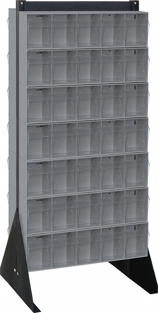 9F663 - F1768 Bin Storage Rack 70 Bins Gray