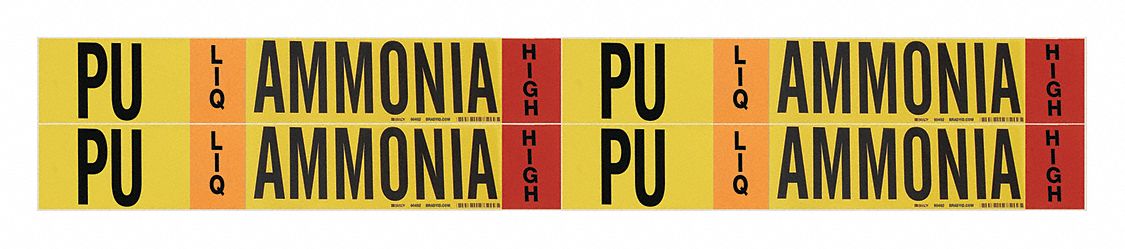 Pipe Marker: PU, LIQ, High, Fits 3/4 to 2 3/8 in Pipe O.D., 4 Pipe Markers, Without