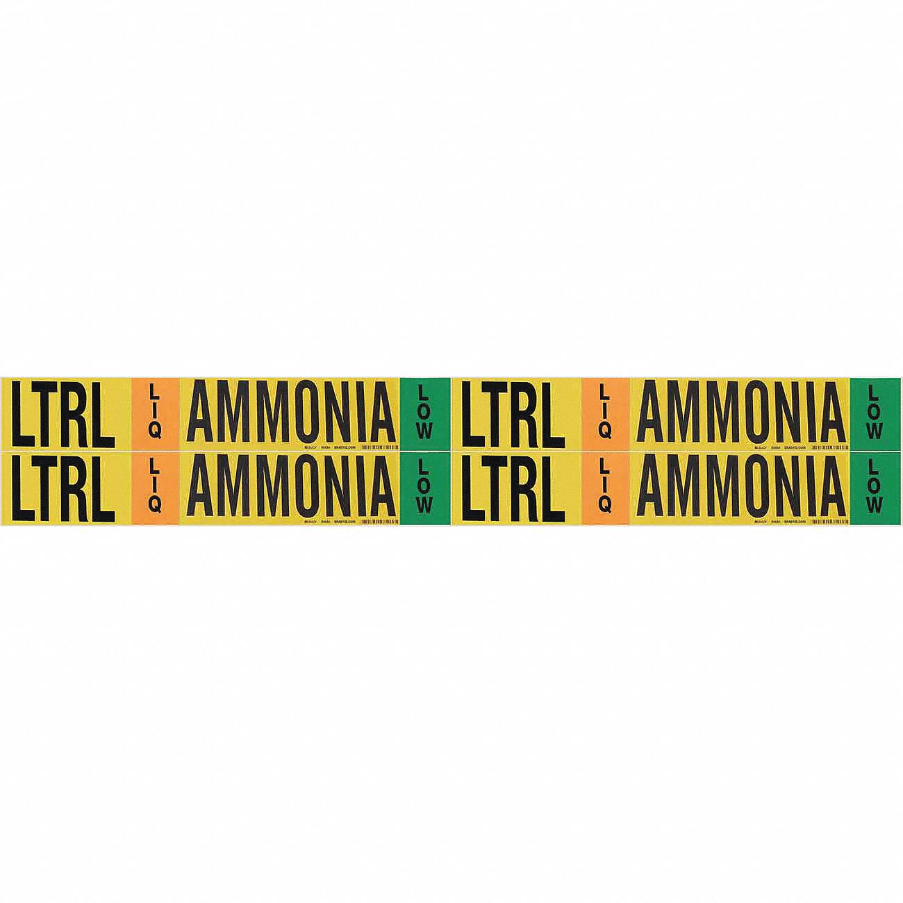 Pipe Marker: LTRL, LIQ, Low, Fits 3/4 to 2 3/8 in Pipe O.D., 4 Pipe Markers, Without, English