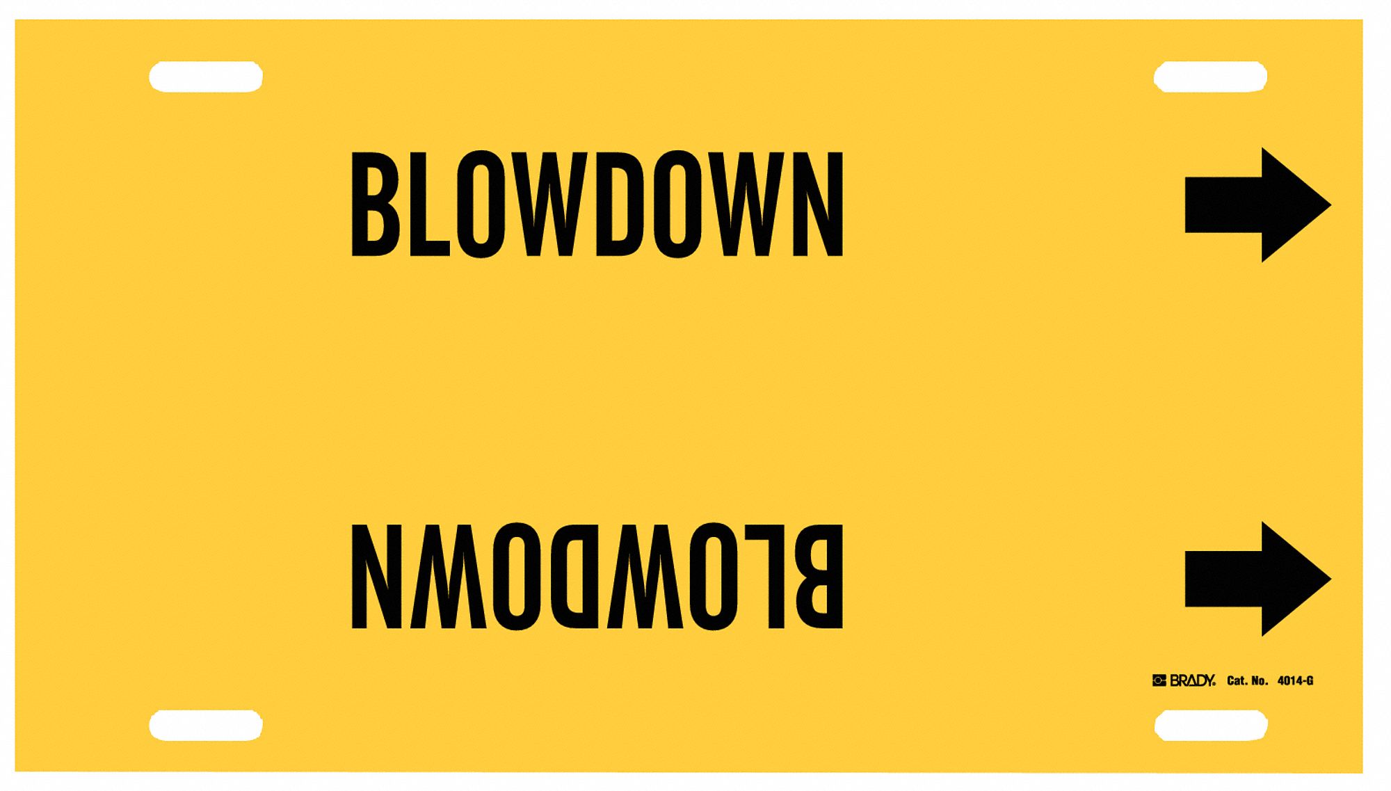 Pipe Marker: Blowdown, Yellow, Black, Fits 8 to 9 7/8 in Pipe O.D., 1 Pipe Markers, With Arrows