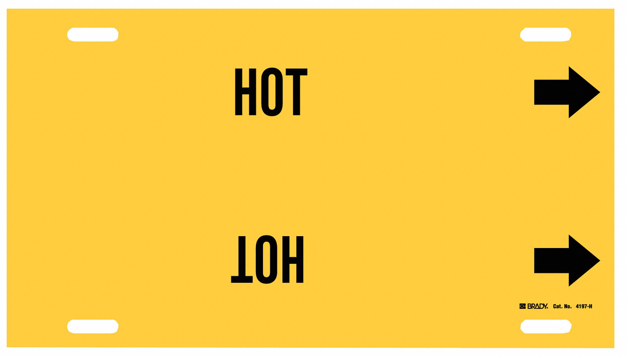 Pipe Marker: Hot, Yellow, Black, Fits 10 to 15 in Pipe O.D., 1 Pipe Markers, With Arrows