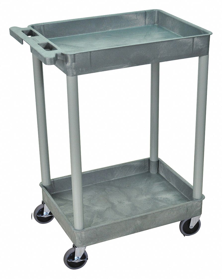 UTILITY CART WITH DEEP LIPPED PLASTIC SHELVES, 300 LB LOAD CAPACITY, 24 IN X 18 IN