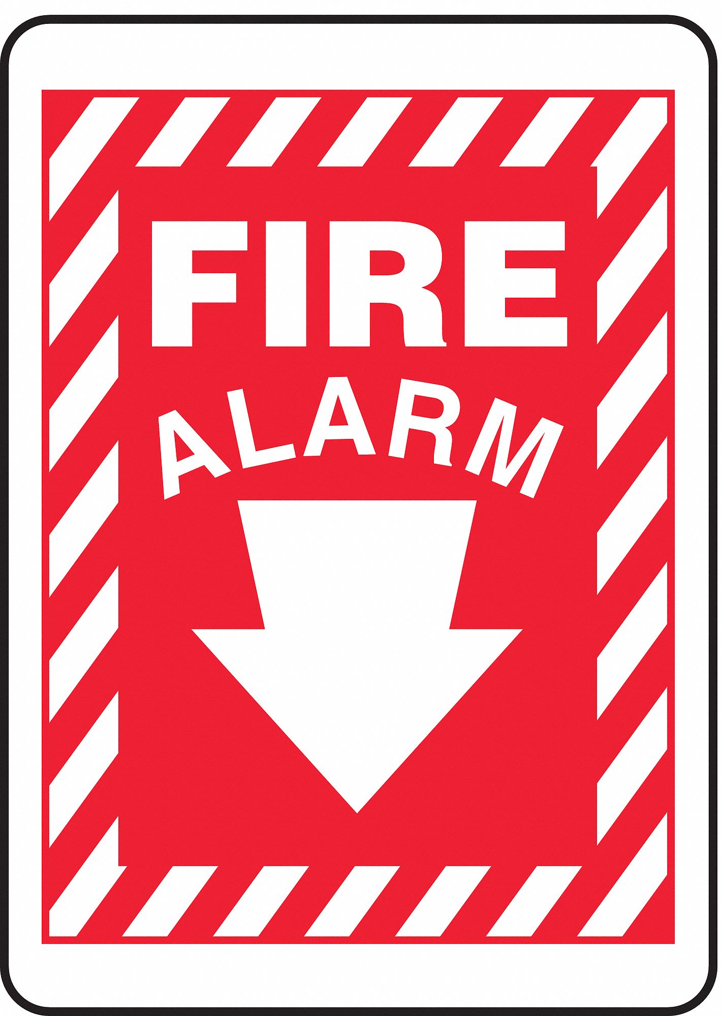 Fire Alarm Sign,10 x 7In,WHT/R,AL,ENG