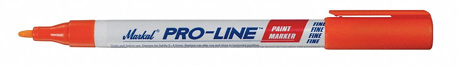 Liquid Paint Marker: 4.76 mm Tip Wd, Fiber, Orange, Point