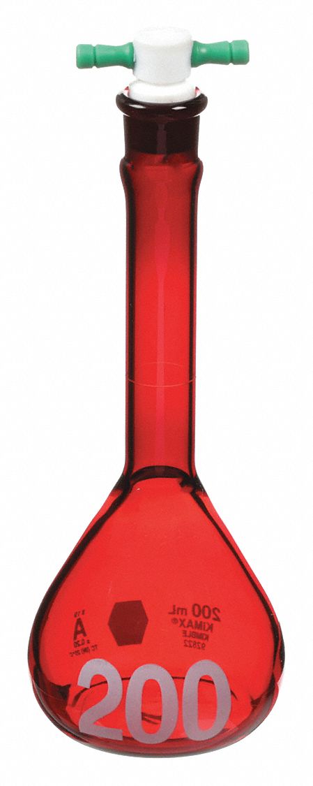 Volumetric Flask, 200 mL, 217 mm H, PK6