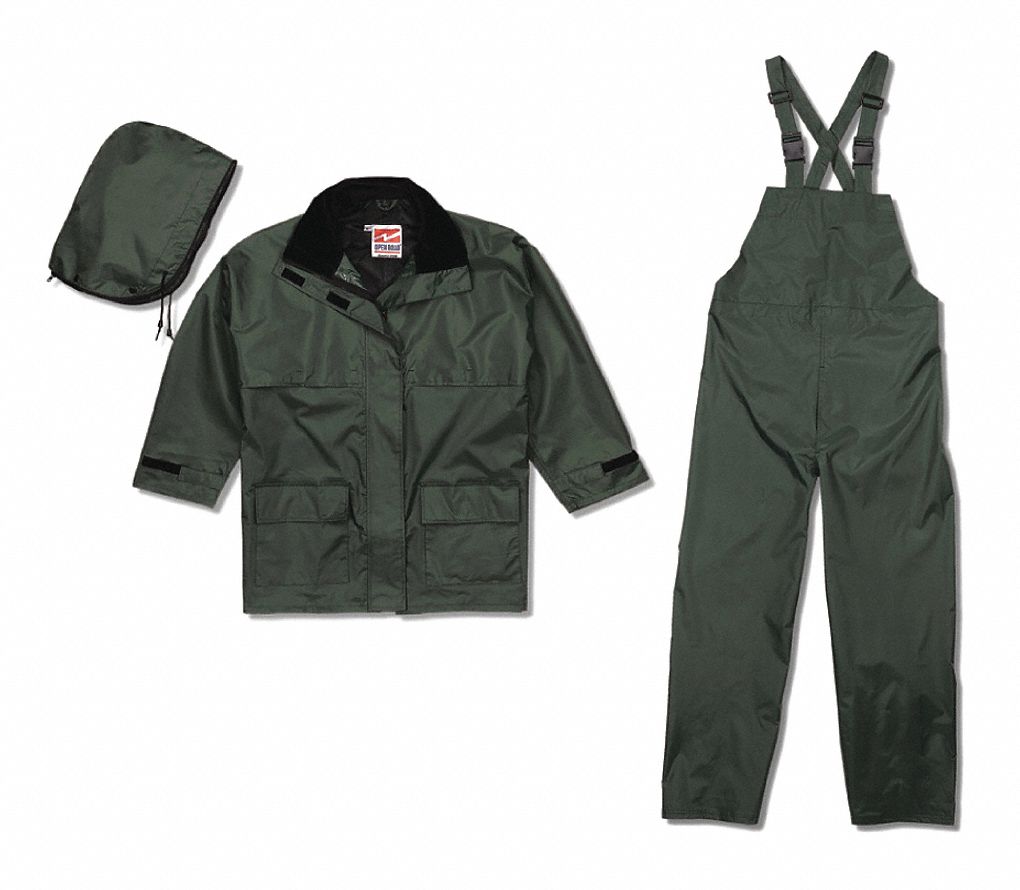 VIKING 3Piece Rain Suit with Jacket/Bib Overall, ANSI Class Unrated