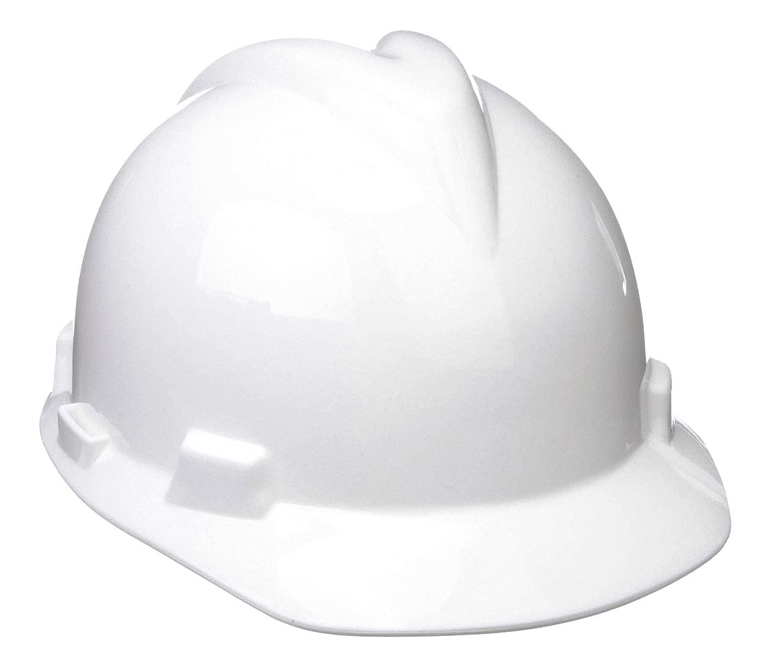 SLOTTED CAP, CSA Z94.1-2005, TYPE 1, CLASS E, PE, 4-PT STAZ-ON PINLOCK, FRONT BRIM, WHITE