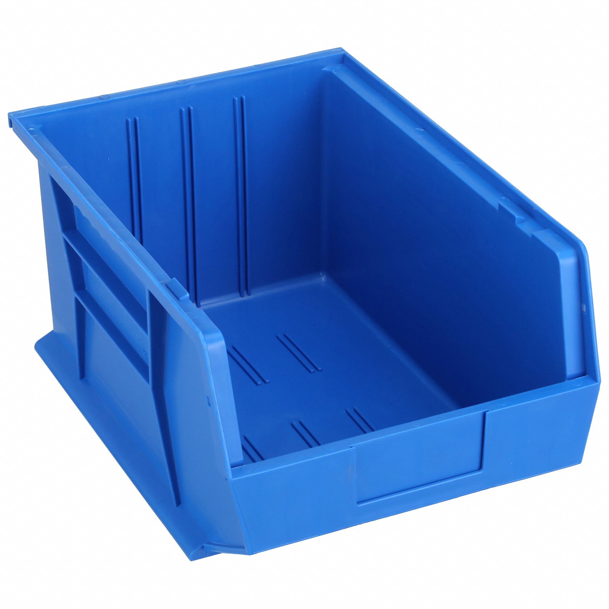 HANG AND STACK BIN, 11 IN X 16 IN X 8 IN, BLUE, LABEL HOLDERS
