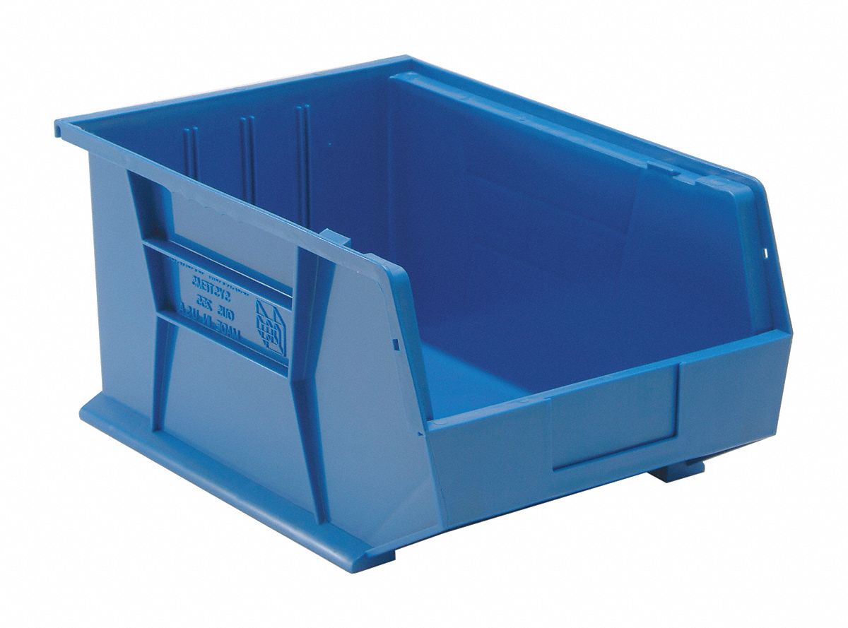 QUANTUM STORAGE SYSTEMS Hang and Stack Bin: 11 in x 16 in x 8 in, Blue ...