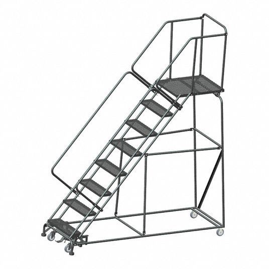 8-Step Slope Lockstep Rolling Ladder, Expanded Metal Step Tread, 113 in ...