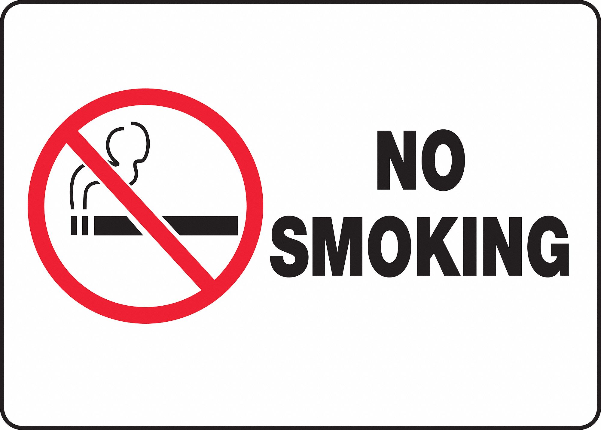 NO SMOKING SIGN, PLASTIC, RECTANGLE, ENGLISH, NOT RETROREFLECTIVE GRADE