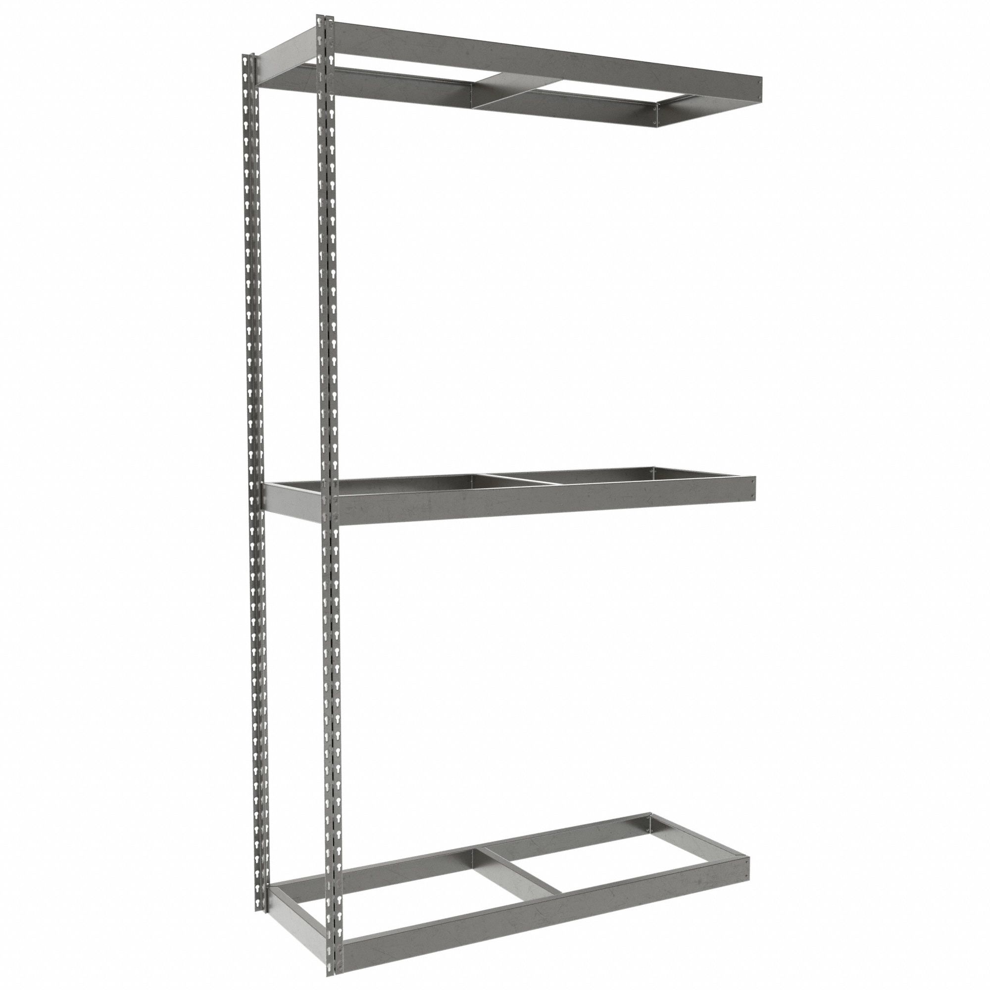 Boltless Shelving: Add-On, Heavy-Duty, 48 in x 18 in, 84 in Overall Ht, 3 Shelves