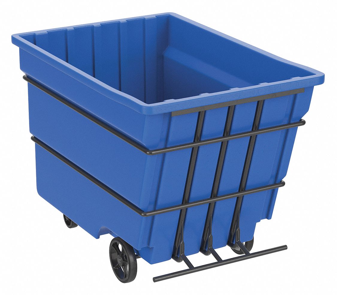 Plastic Tilt Truck: 59 cu ft Cubic Foot Capacity, 2, 500 lb Load Capacity, Blue