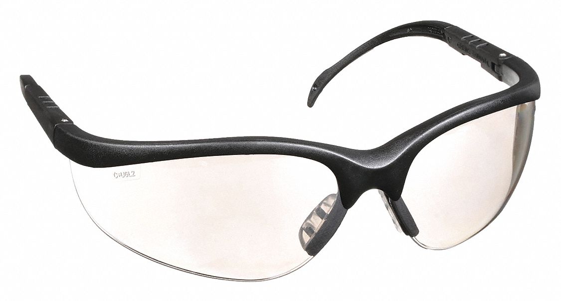Safety Glasses: Light Gray Lens, Half-Frame, Scratch-Resistant, Black Frame, KD1 Series