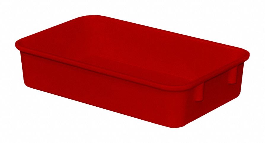 Nesting Tote: 0.4 gal, 9 3/4 in x 6 1/8 in x 2 1/8 in, -60°F to 250°F, Red, Solid
