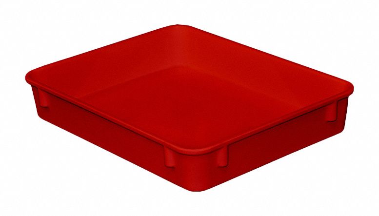 Nesting Tote: 0.9 gal, 12 3/8 in x 9 3/4 in x 2 1/8 in, -60°F to 250°F, Red, Solid