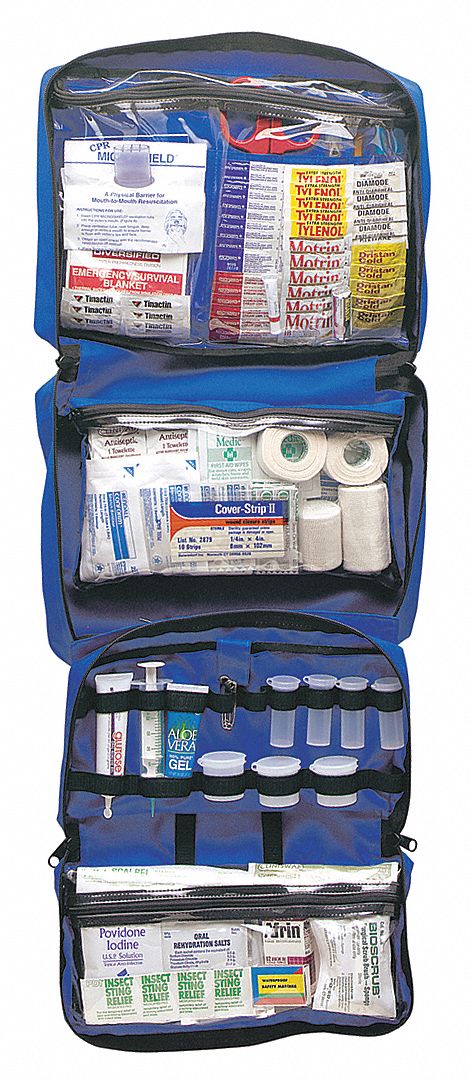 Emergency Medical Kit: 265 Components, Nylon, Bag, Medication Included, Nylon