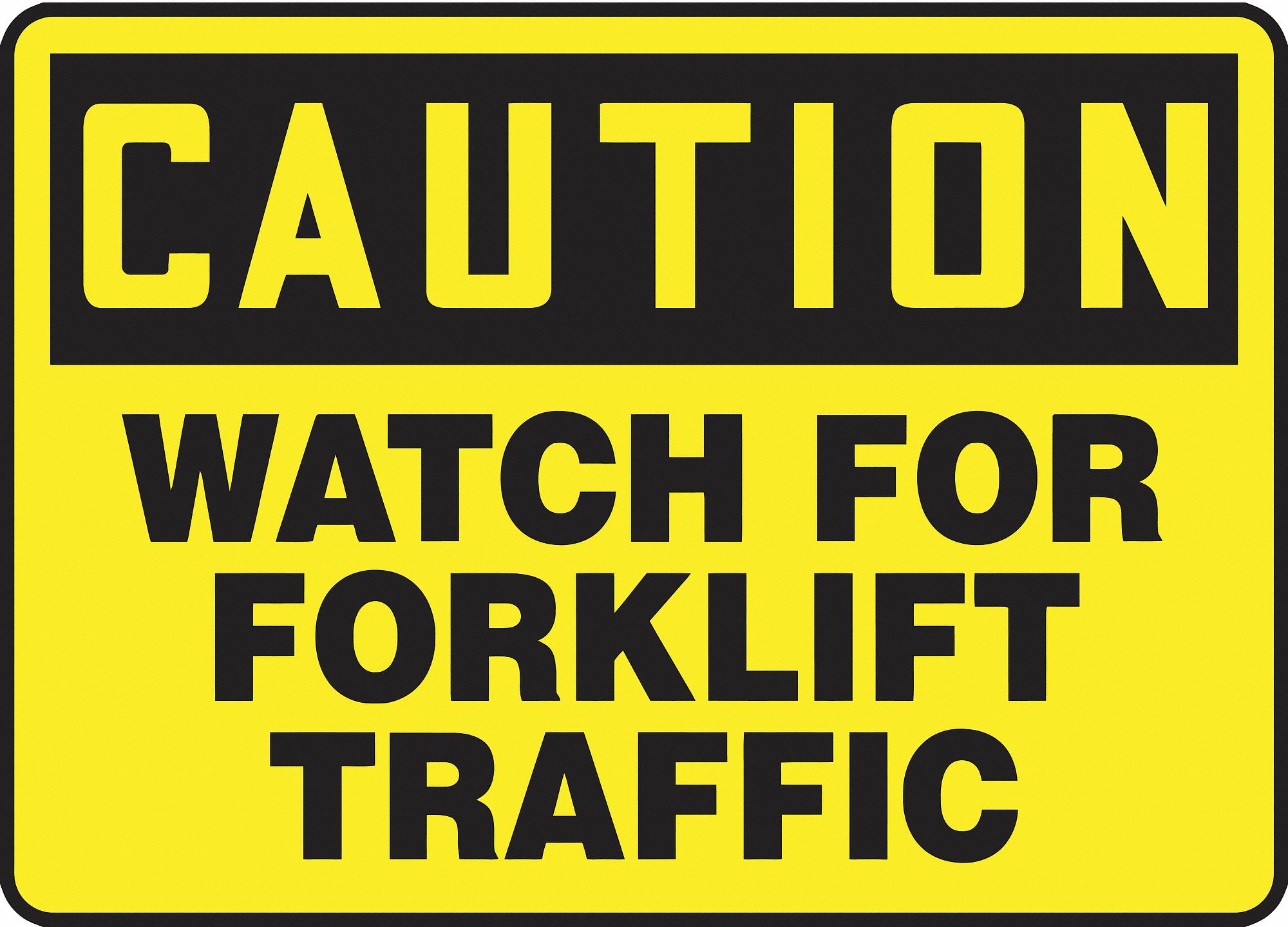 CAUTION SIGN, VINYL, 10 IN WIDTH, 7 IN HEIGHT, YELLOW