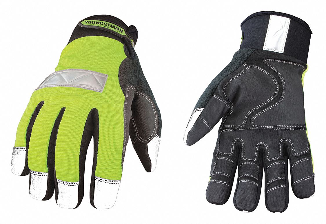 YOUNGSTOWN GLOVE CO. Cold Protection Gloves, XL, HiVis Green, PR
