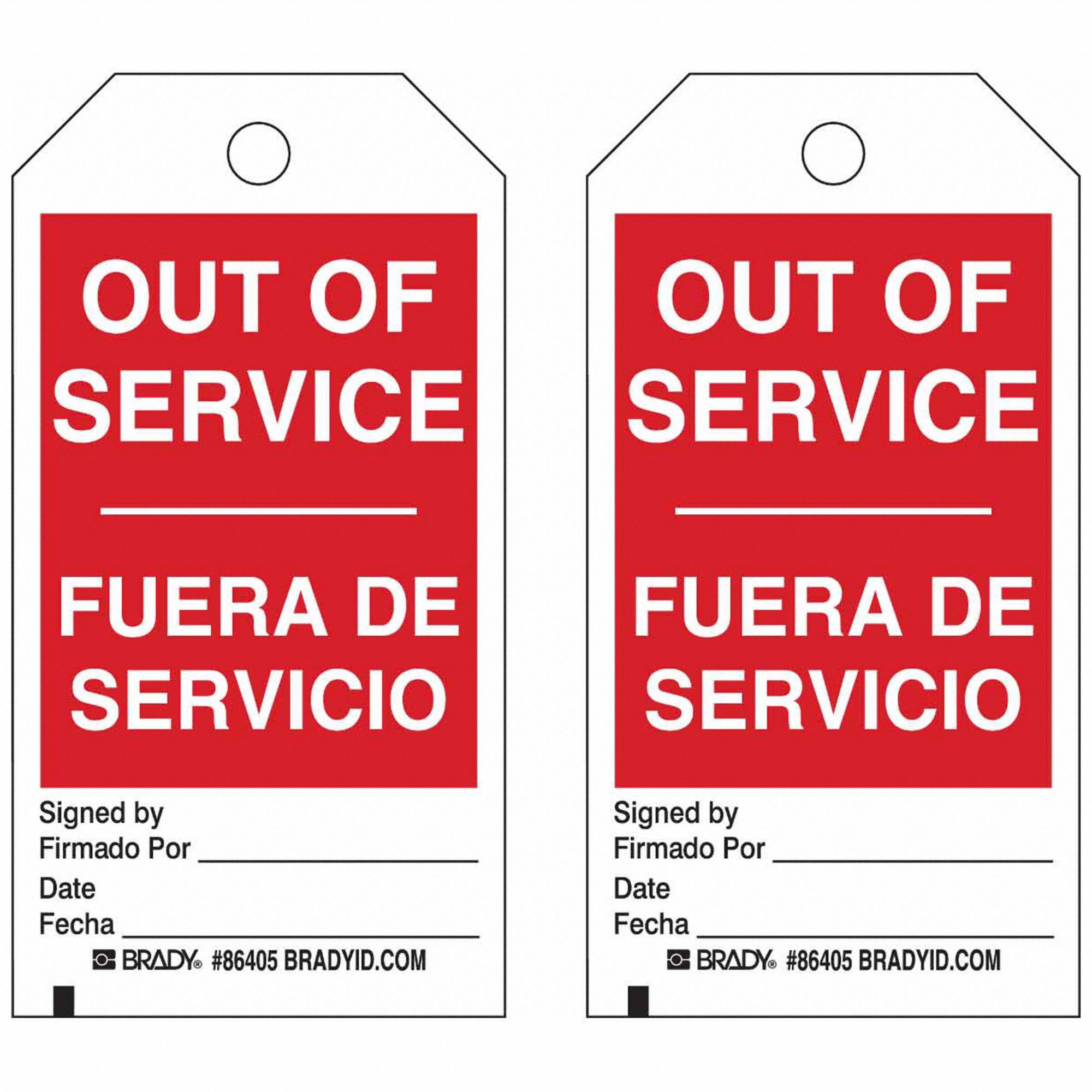 Tag: 3 in Wd, 5 3/4 in Ht, Black/Red/White, Rectangle, Matte, Polyester, Indoor/Outdoor, 10 PK