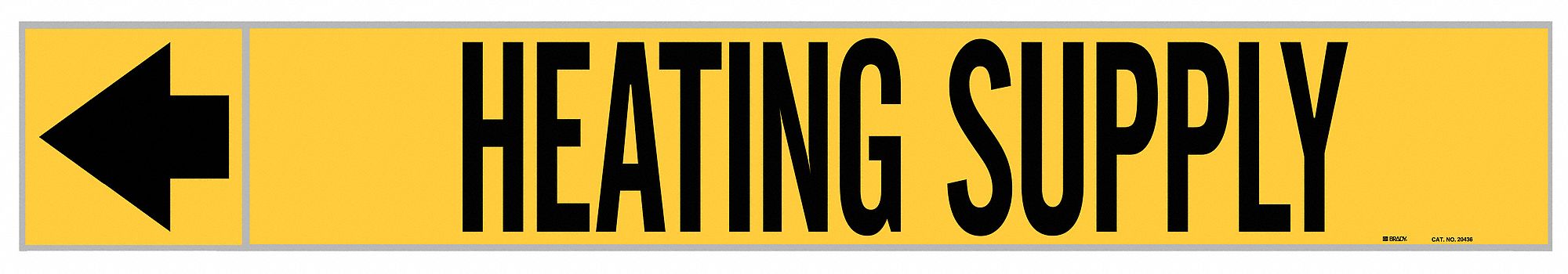 Pipe Marker: Heating Supply, Yellow, Black, Fits 1 1/2 to 2 in Pipe O.D., 25 Pipe Markers